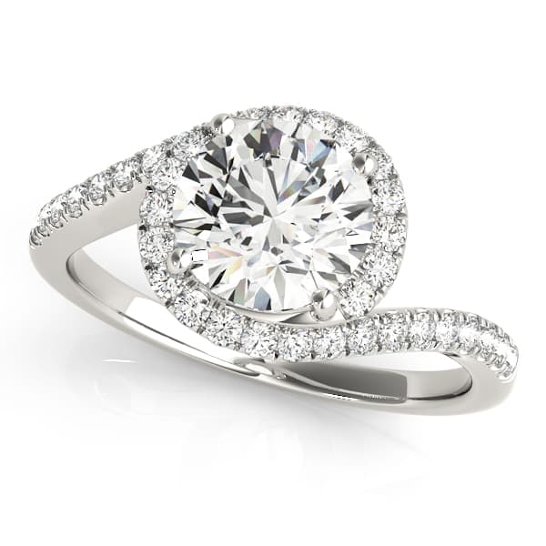 Bypass Round Halo Engagement Ring