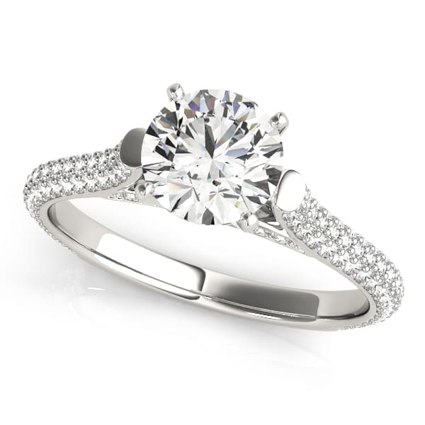 Multirow Pavé Hidden Halo Engagement Ring