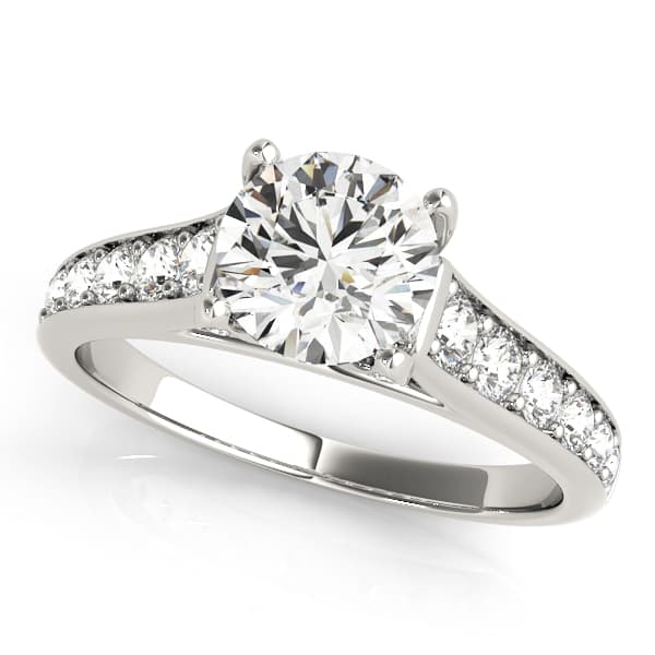 Accented Single Row Round Engagement Ring
