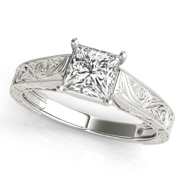 Vintage Inspired Princess Cut Trellis Engagement Ring