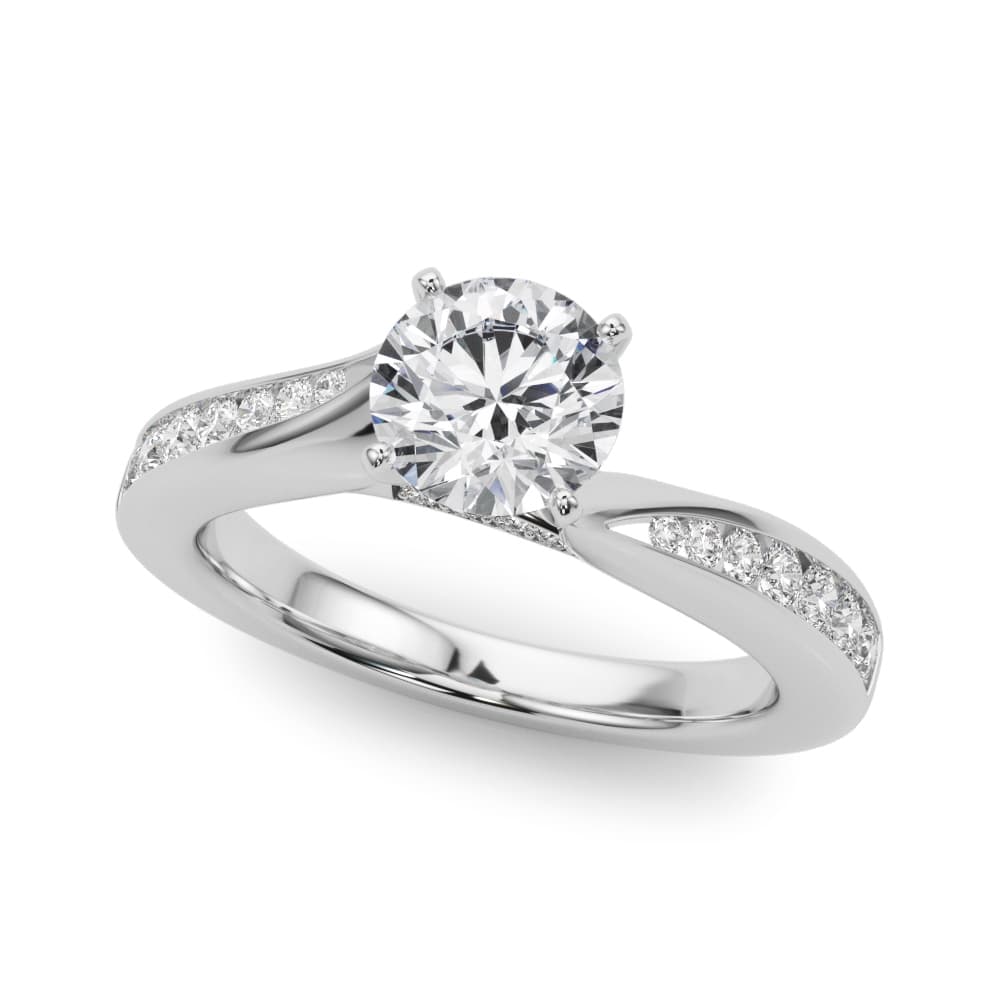 Single Row Channel Set Engagement Ring