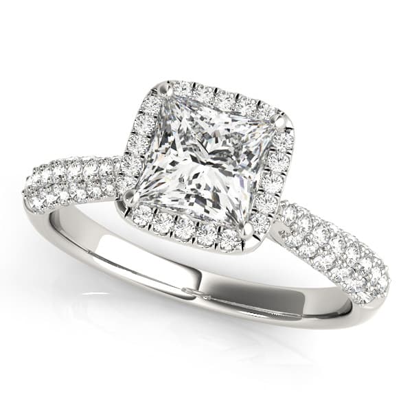 Multirow Pavé Halo Engagement Ring