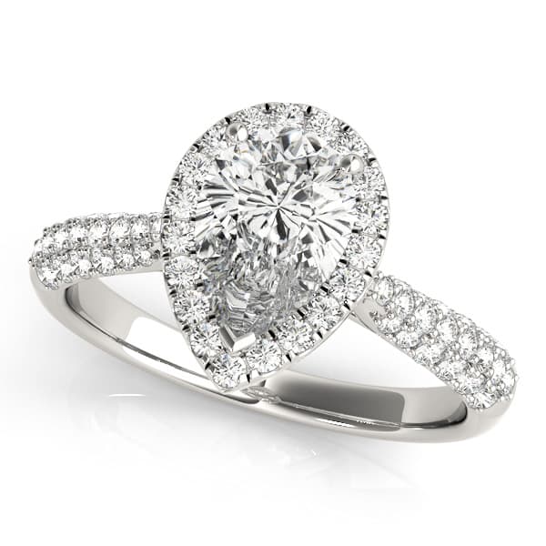 Multirow Pavé Halo Engagement Ring