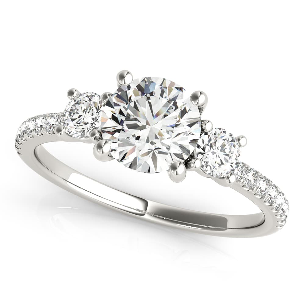 3-Stone Solitaire Split Prong Engagement Ring