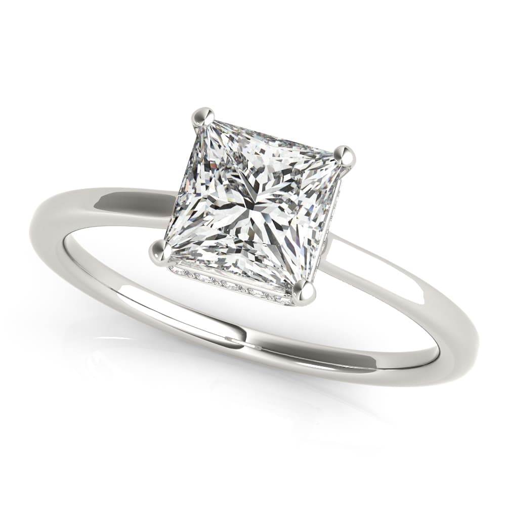 Square & Princess Cut Hidden Halo Engagement Ring