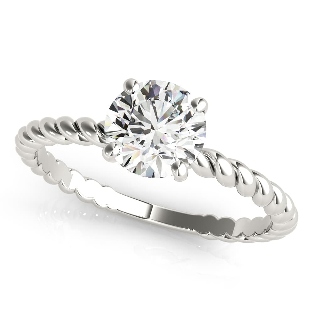 Braided Shank Round Cut Engagement Ring