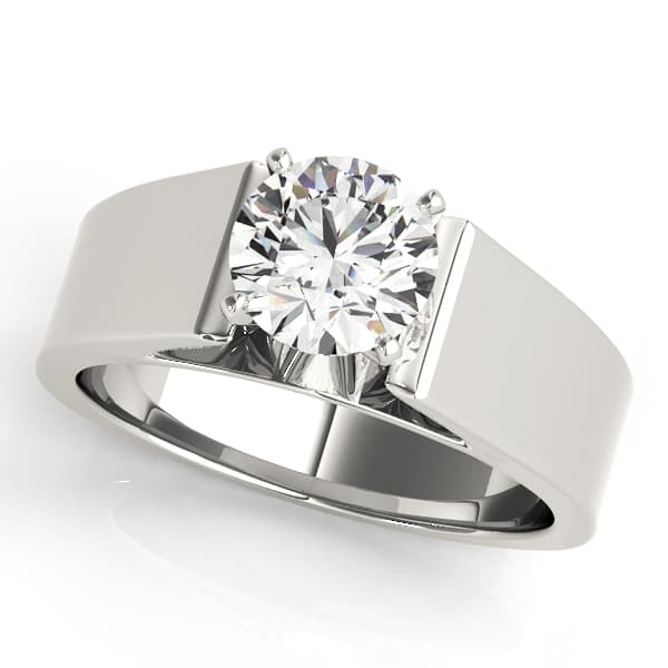 Wide Cathedral Solitaire Engagement Ring