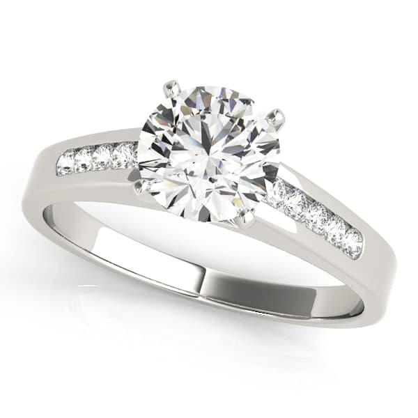 Single Row Channel Set Solitaire Engagement Ring