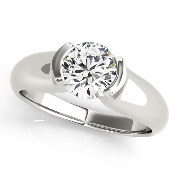 Round Half Bezel Solitaire Engagement Ring