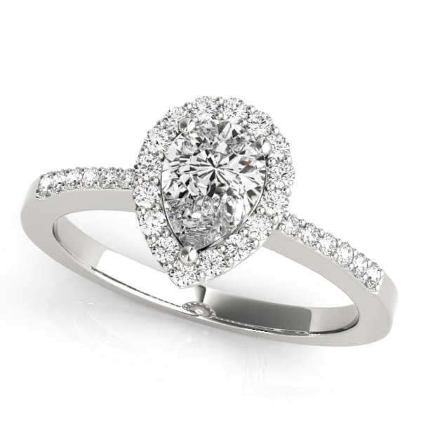 Single Row Accented Halo Engagement Ring