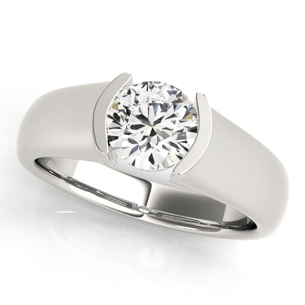 Half Bezel Solitaire Engagement Ring