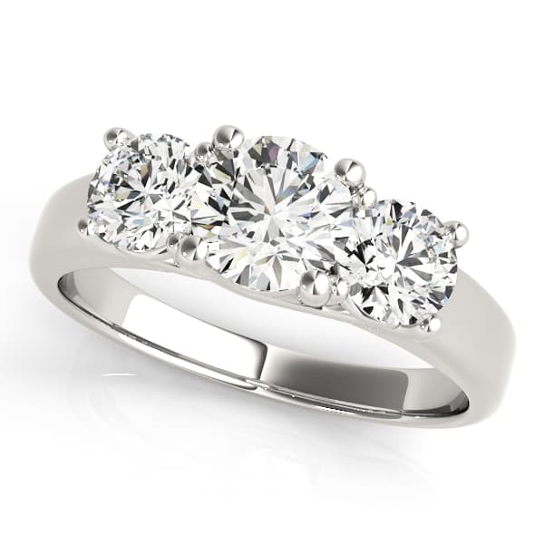 3-Stone Prong Set Trellis Engagement Ring