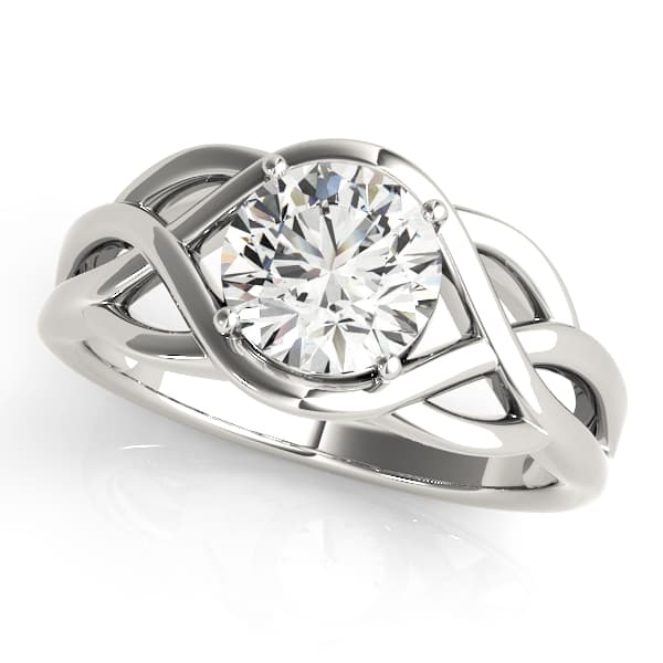 Round Solitaire Twisted Knot Engagement Ring