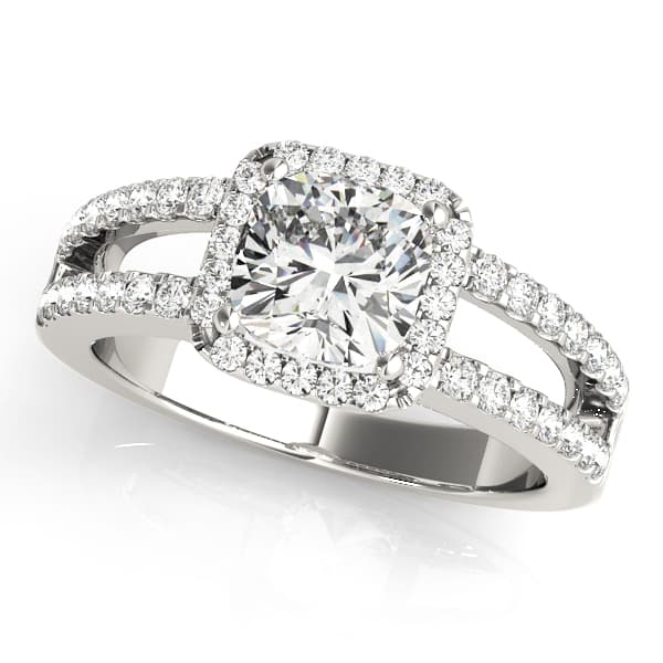 Split Shank Halo Cushion Engagement Ring