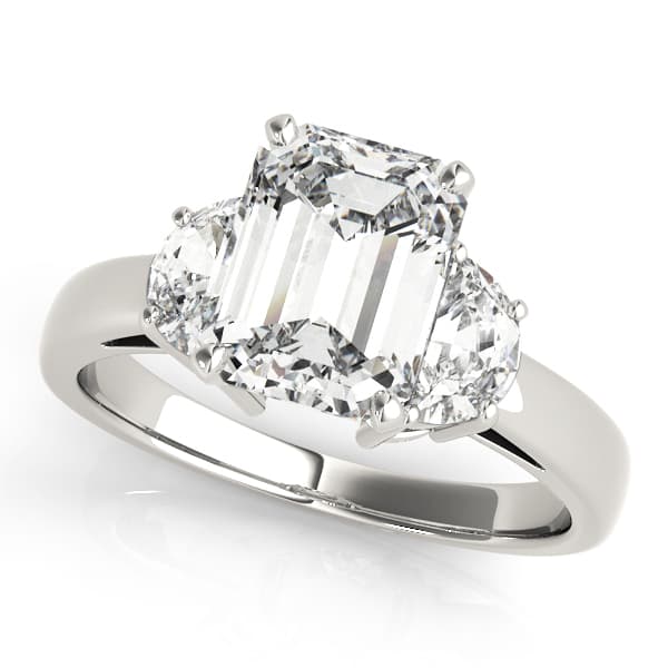 3-Stone Round & Emerald Cut Engagement Ring