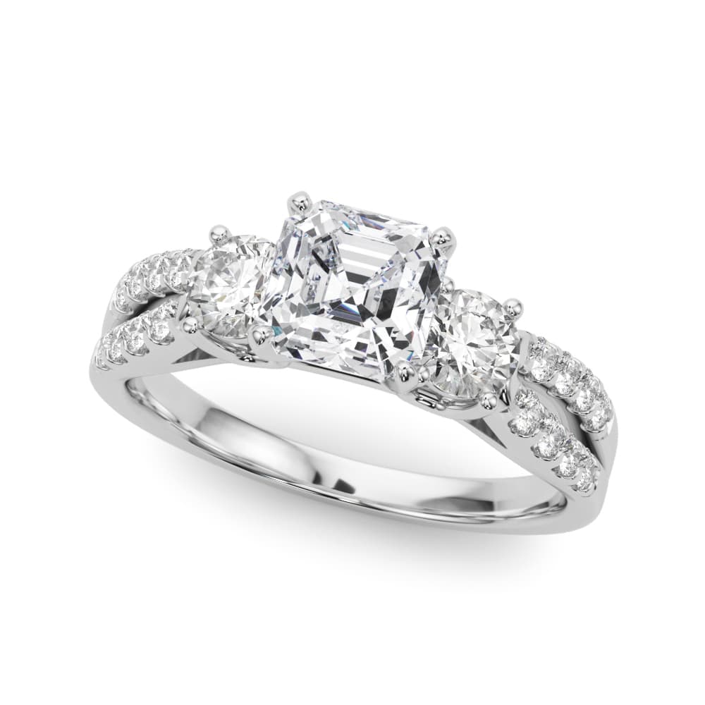 Three Stone Engagement Ring with Split Shank