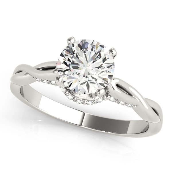 Solitaire Hidden Halo Twisted Engagement Ring