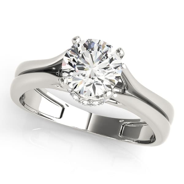 Solitaire Hidden Halo Split Shank Engagement Ring