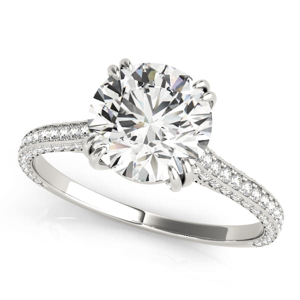 Multirow Double Prong Cathedral Engagement Ring