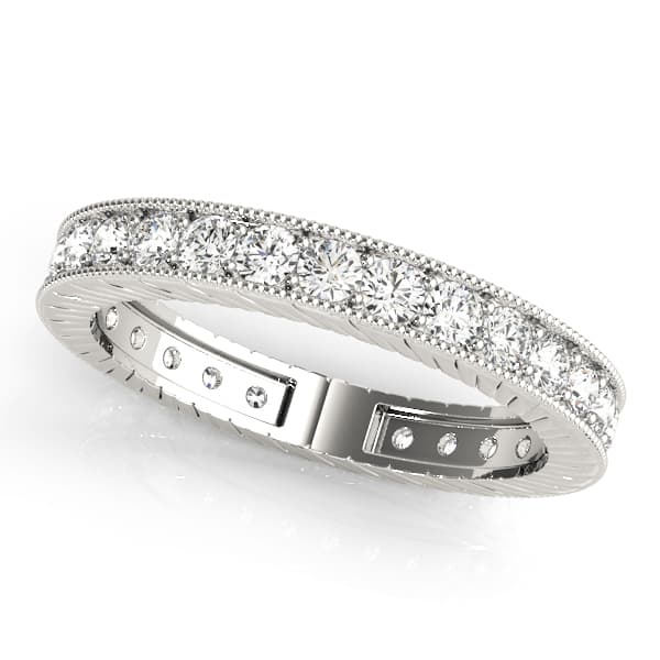 Eternity Milgrain Prong In Channel Wedding Band