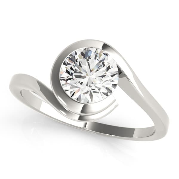 Bypass Swirl Solitaire Engagement Ring