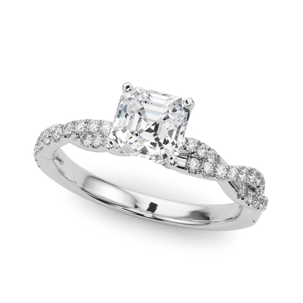 Twisting Diamond Adorned Engagement Ring
