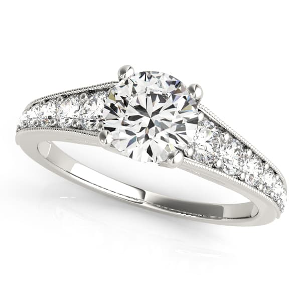 Graduating Single Row Milgrain Round Engagement Ring