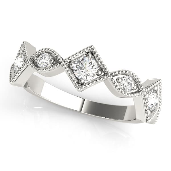 Vintage Alternating Marquise & Square Milgrain Fashion Ring