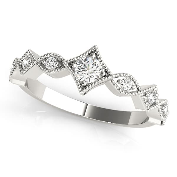 Stackable Marquise Milgrain Wedding Rings
