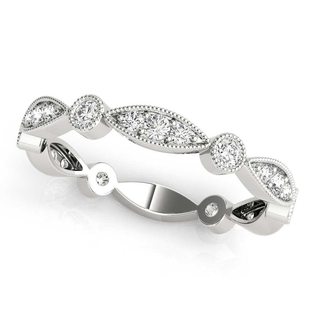 Bezel Set Stackable Milgrain Wedding Band