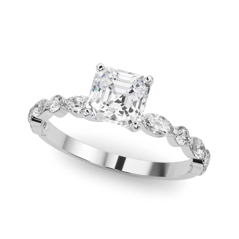 Alternating Round & Marquise Engagement Ring