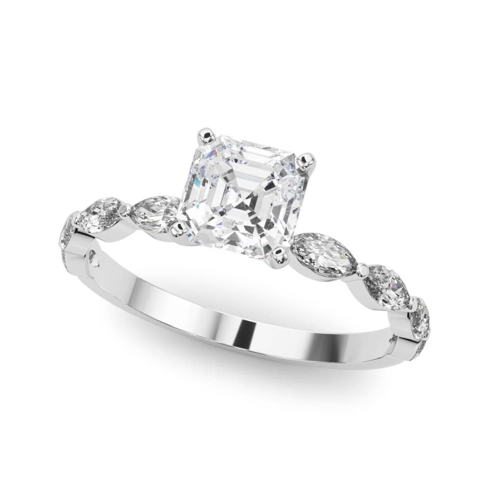 Single Shared Prong Marquise Side Engagement Ring