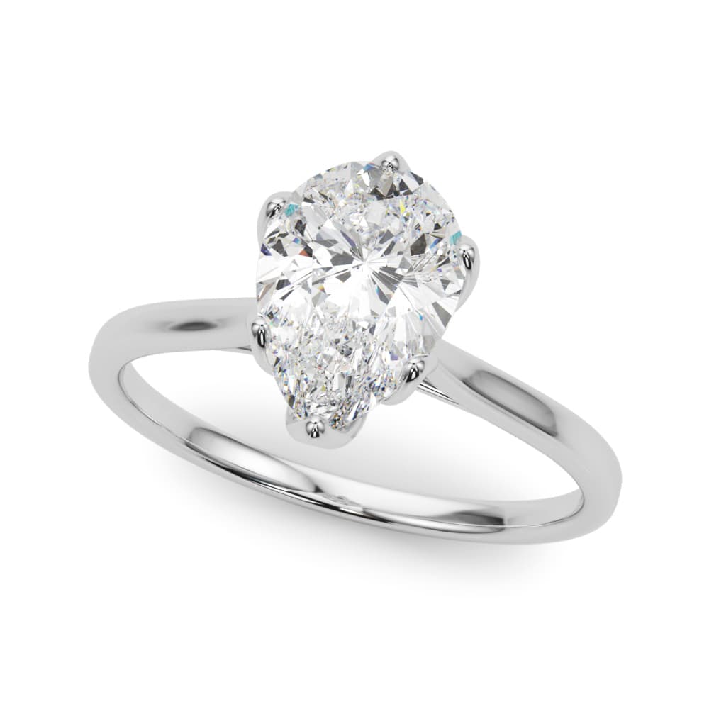 Pear Shape Tulip Solitaire Engagement Ring