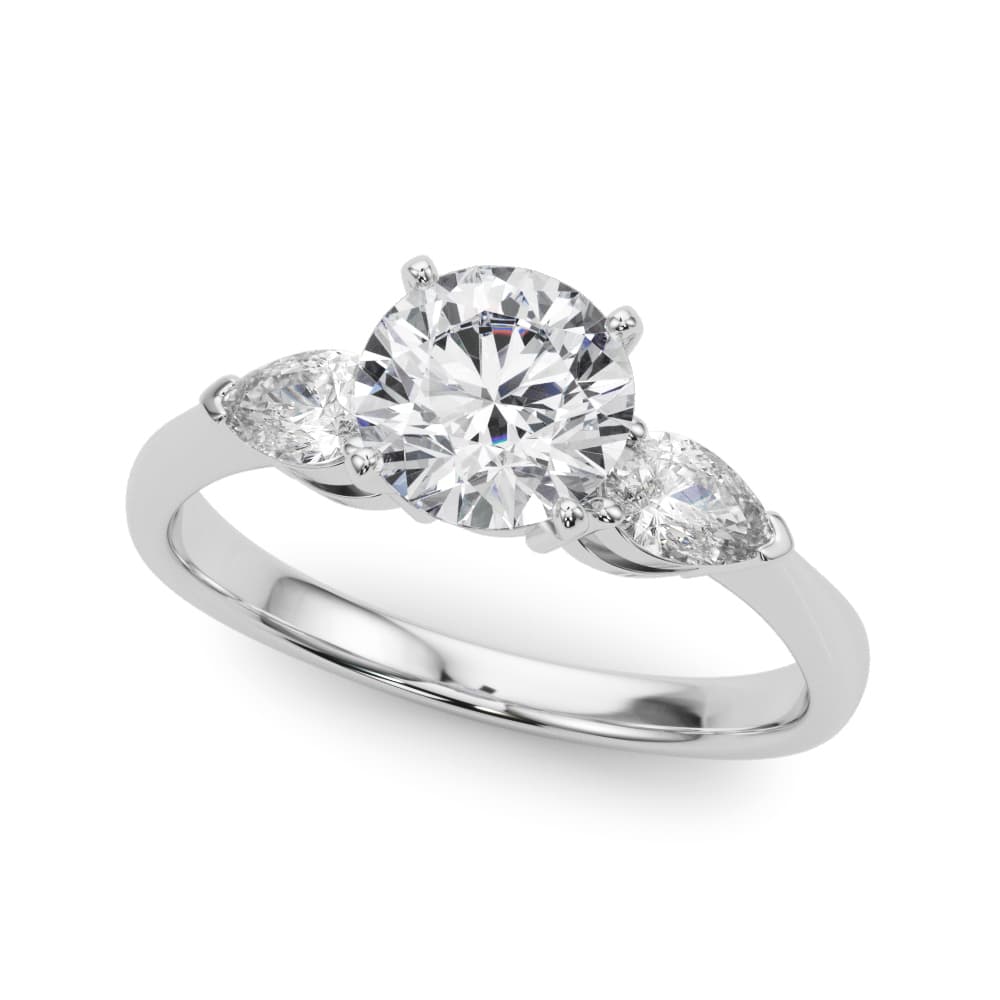 Pear Accent Three-Stone Engagement Ring