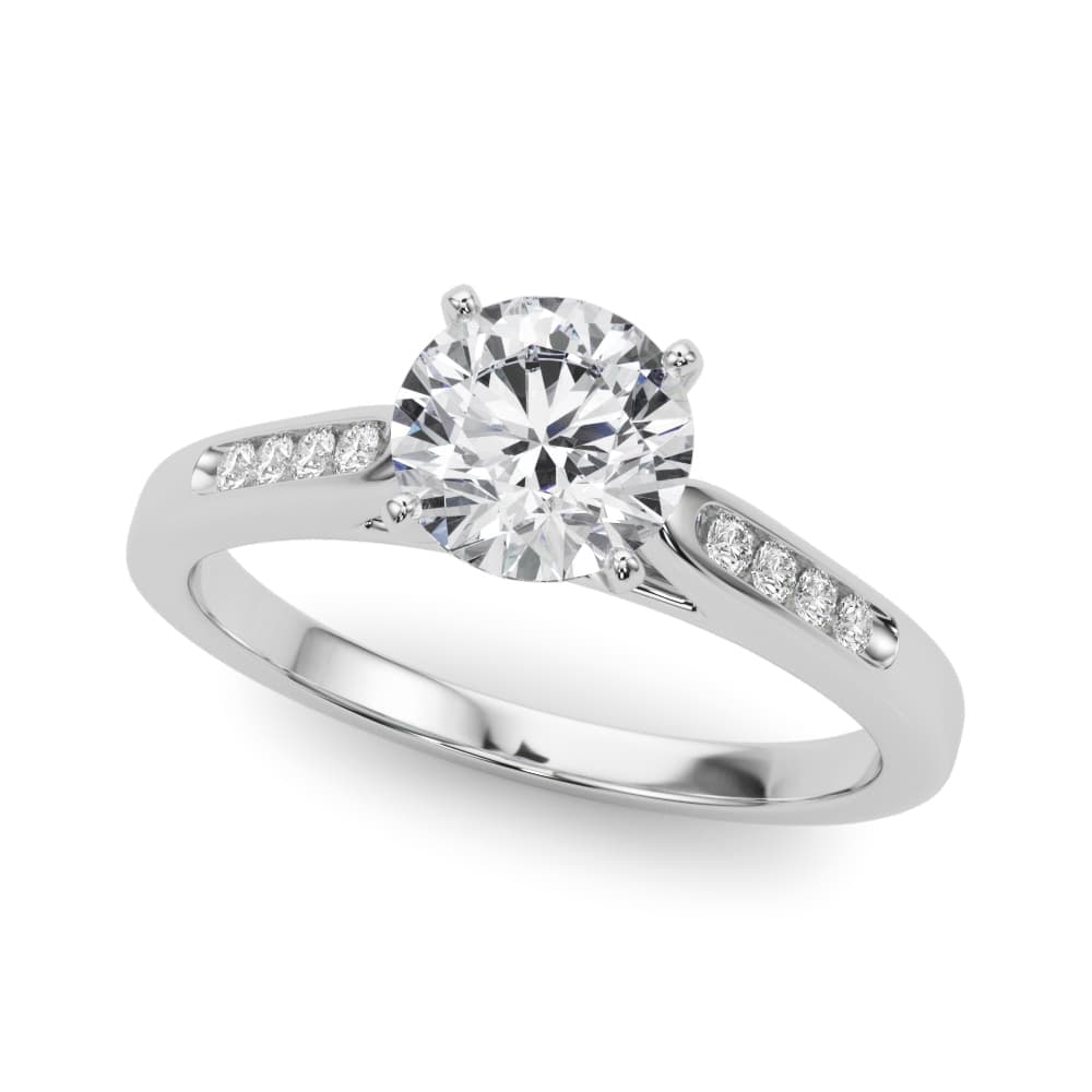 Channel Set Single Row Cathedral Engagement Ring