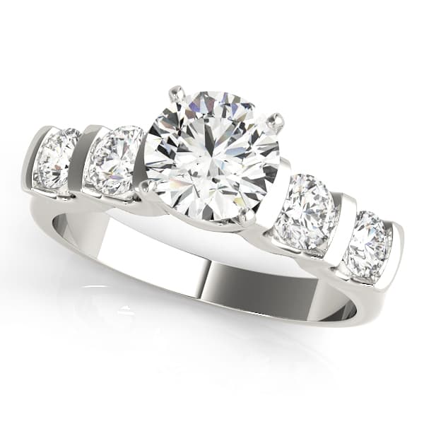 Single Row Bar Set Peg Head Engagement Ring