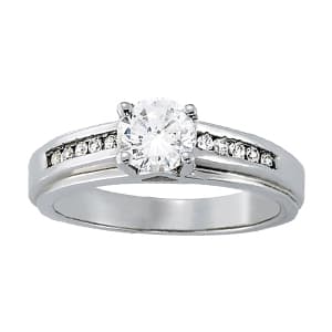 Single Row Channel Set Round Engagement Ring