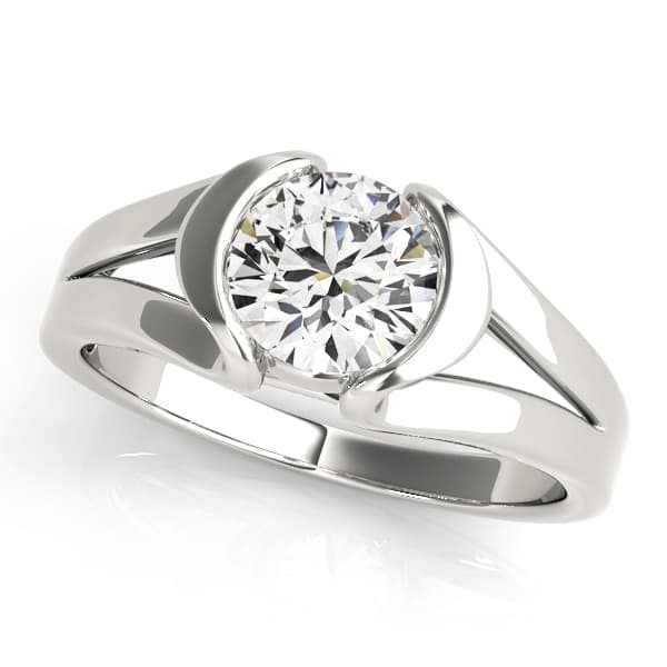 Half Bezel Round Engagement Ring
