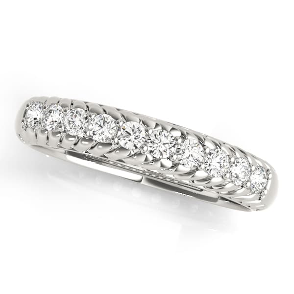 Single Row Prong In Channel Braided Band Wedding Band