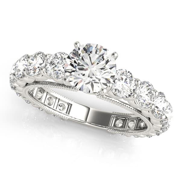 Single Row Prong Milgrain Engagement Rings