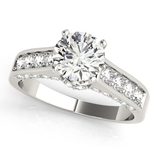 Single Row Channel Set Hidden Halo Engagement Ring