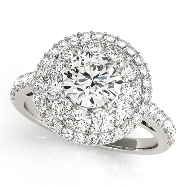 Single Row Double Halo Engagement Rings