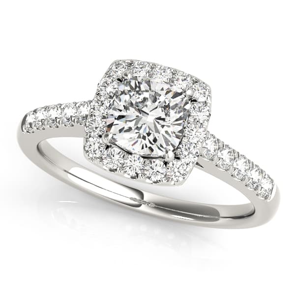 Single Row Halo Engagement Ring