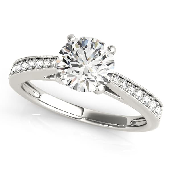 Single Row Graduating Milgrain Engagement Ring