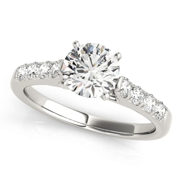 Single Row Split Prong Cathedral Engagement Ring