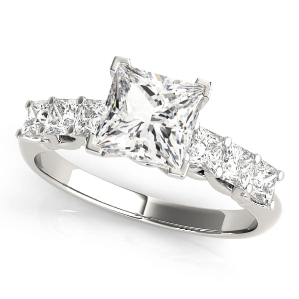 Single Row Princess Cut Trellis Engagement Ring