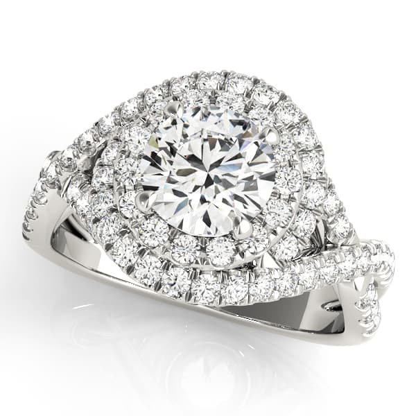 Twisted Double Halo Engagement Rings