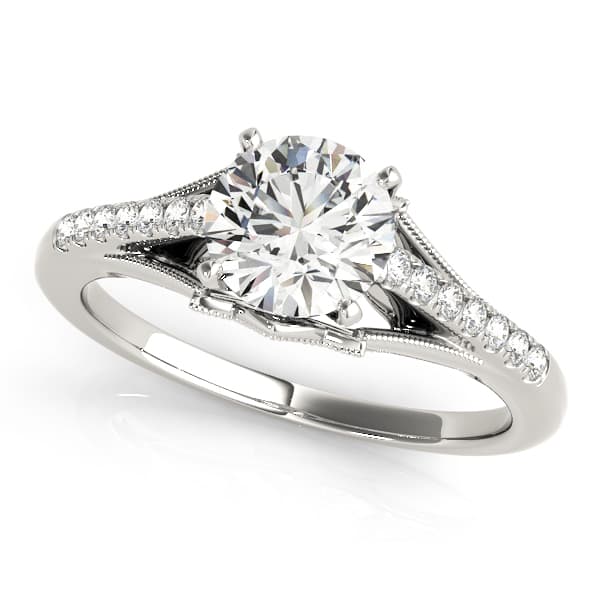 Classic Solitaire Accented Milgrain Engagement Ring