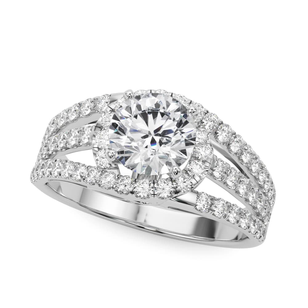 Multirow Split Shank Halo Engagement Ring
