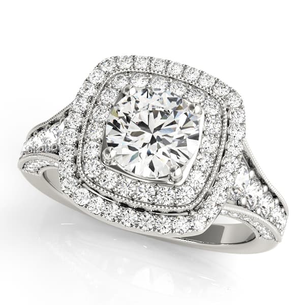 Vintage Inspired Double Halo Engagement Ring